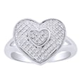 thumbnail image 1 of AFFY 0.13 Ct Round White Natural Diamond Heart Ring in 14k White Gold Over Sterling Silver Ring Size : 14, 1 of 1