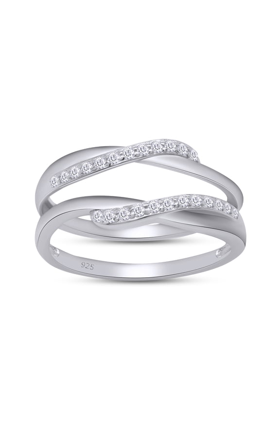 0.14CT Moissanite Infinity Wedding Ring Guard Enhancer for Women 14K White Gold over Silver-4.5