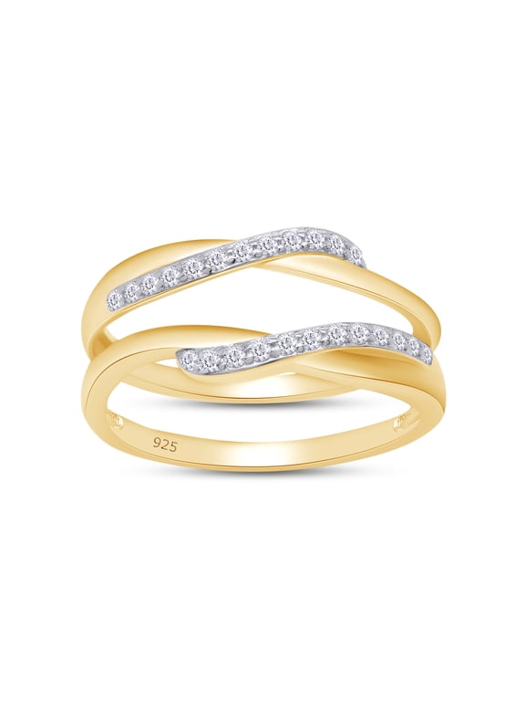 0.14CT Moissanite Infinity Wedding Ring Guard Enhancer for Women 14K Yellow Gold over Silver-10