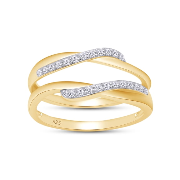 AFFY 0.14CT Moissanite Infinity Wedding Ring Guard Enhancer for Women 14K Yellow Gold over Silver-6.5