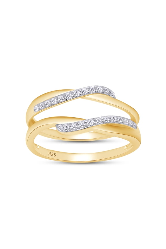 0.14CT Moissanite Infinity Wedding Ring Guard Enhancer for Women 14K Yellow Gold over Silver-6.5