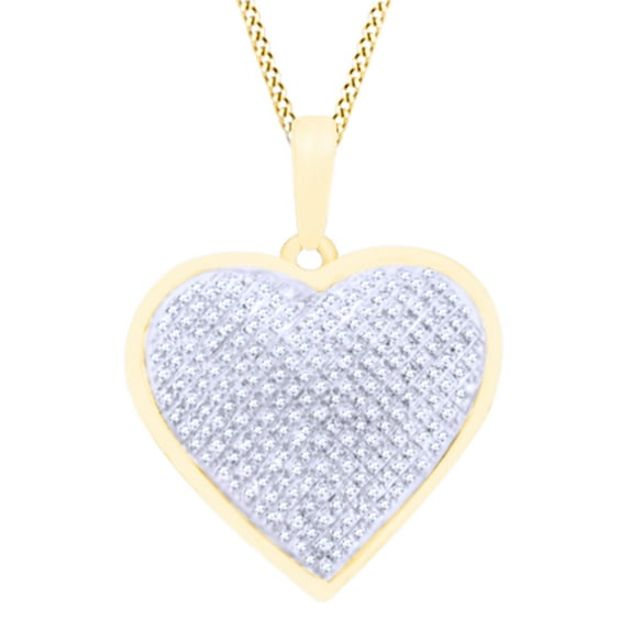 AFFY 0.17 CT Round White Natural Diamond Heart Pendant Necklace In 14k Yellow Gold Over Sterling Silver