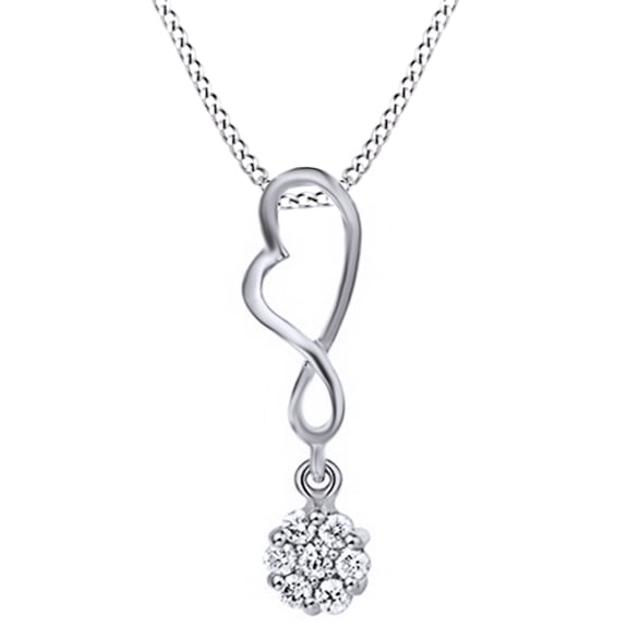 AFFY 0.2 Ct Natural Diamond Drop Pendant Necklace In 14K Solid White Gold By
