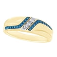 thumbnail image 1 of AFFY 0.20CT Blue & White Natural Diamond Wedding Band Ring in 10K Solid Yellow Gold-7, 1 of 7
