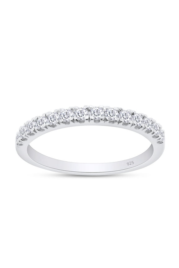 0.20CT Moissanite Diamond Half Eternity Wedding Band Ring for Women 18K White Gold over Silver-4