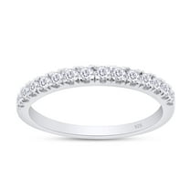 AFFY 0.20CT Moissanite Diamond Half Eternity Wedding Band Ring for Women 18K White Gold over Silver-4