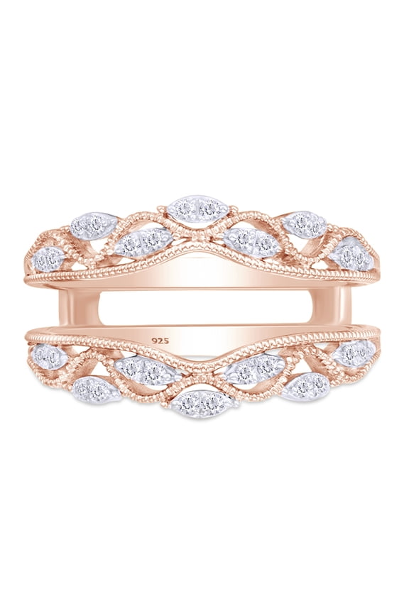 0.20CT Moissanite Diamond Vintage Style Ring Guard Enhancer for Women 14K Rose Gold over Silver-5.5