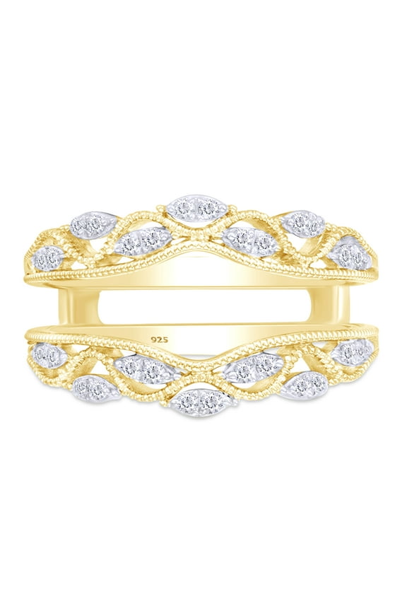 0.20CT Moissanite Diamond Vintage Style Ring Guard Enhancer for Women 14K Yellow Gold over Silver-10