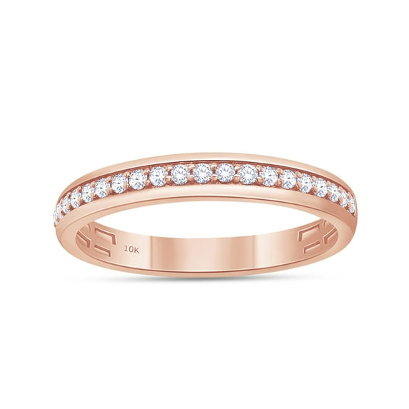 AFFY 0.25 Carat Diamond Wedding Band Ring for Women and Men Round Lab Grown Diamond Half Eternity Anniversary Rings in 10K Solid Rose Gold, Ring Size 7.5