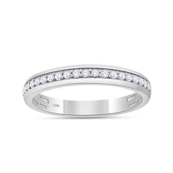 AFFY 0.25 Carat Diamond Wedding Band Ring for Women and Men Round Lab Grown Diamond Half Eternity Anniversary Rings in 10K Solid White Gold, Ring Size 13.5