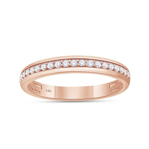 AFFY 0.25 Carat Diamond Wedding Band Ring for Women and Men Round Lab Grown Diamond Half Eternity Anniversary Rings in 14K Solid Rose Gold, Ring Size 9