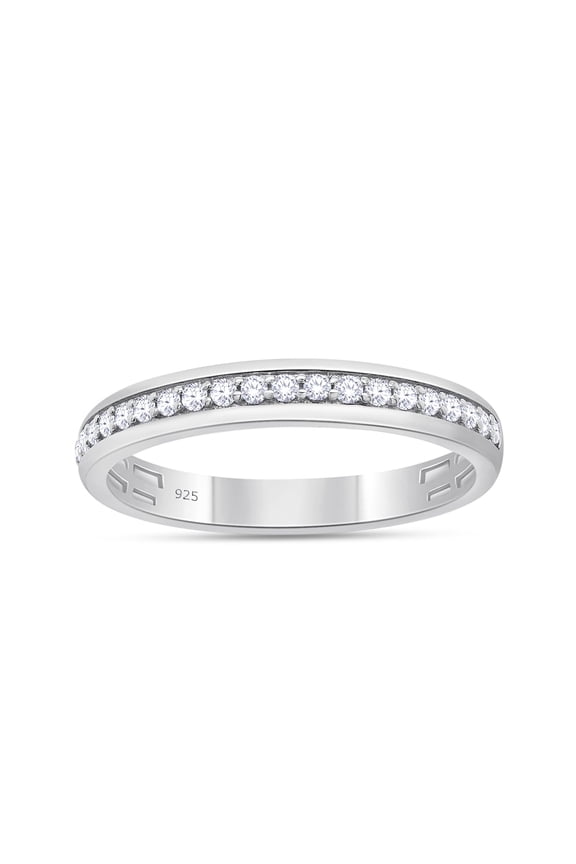 0.25 Carat Diamond Wedding Band Ring for Women and Men Round Lab Grown Diamond Half Eternity Anniversary Rings in 14K White Gold Over Sterling Silver, Ring Size 13