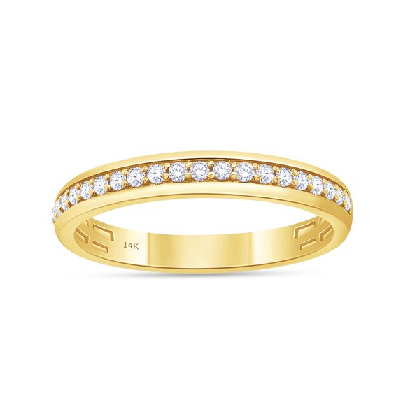AFFY 0.25Cttw Wedding Band Ring for Women and Men Round Natural Diamond Half Eternity Anniversary Rings in 14K Solid Yellow Gold, Ring Size 5