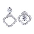thumbnail image 1 of AFFY 0.25 Cttw Round Cut White Diamond Clover Stud Earrings Jacket In 14K Solid White Gold, 1 of 1