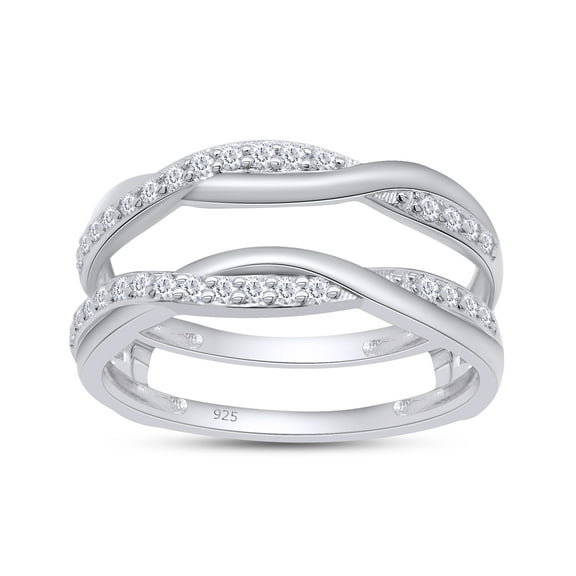 AFFY 0.25CT Moissanite Diamond Criss Cross Infinity Ring Guard Enhancer for Women 14K White Gold over Silver-4