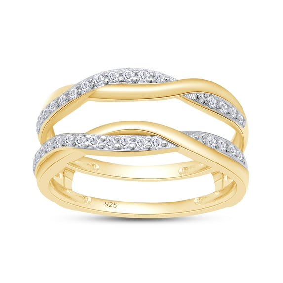 AFFY 0.25CT Moissanite Diamond Criss Cross Infinity Ring Guard Enhancer for Women 14K Yellow Gold over Silver-4
