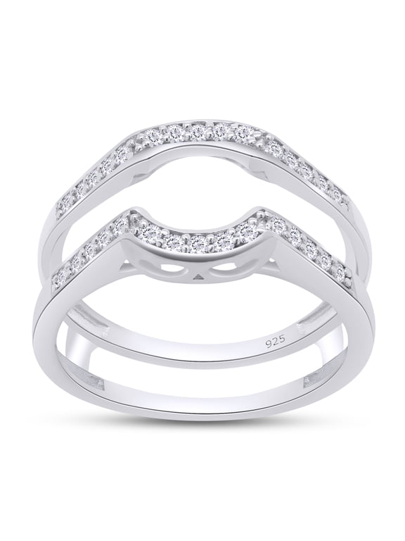 0.25CT Moissanite Diamond Wedding Band Enhancer Guard Ring for Women 14K White Gold over Silver-4