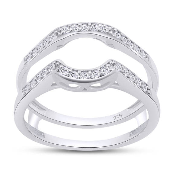 AFFY 0.25CT Moissanite Diamond Wedding Band Enhancer Guard Ring for Women 14K White Gold over Silver-9.5