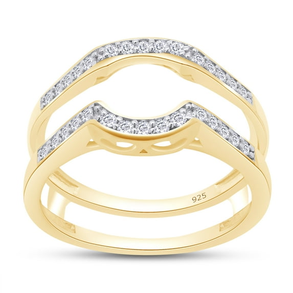 AFFY 0.25CT Moissanite Diamond Wedding Band Enhancer Guard Ring for Women 14K Yellow Gold over Silver-7.5