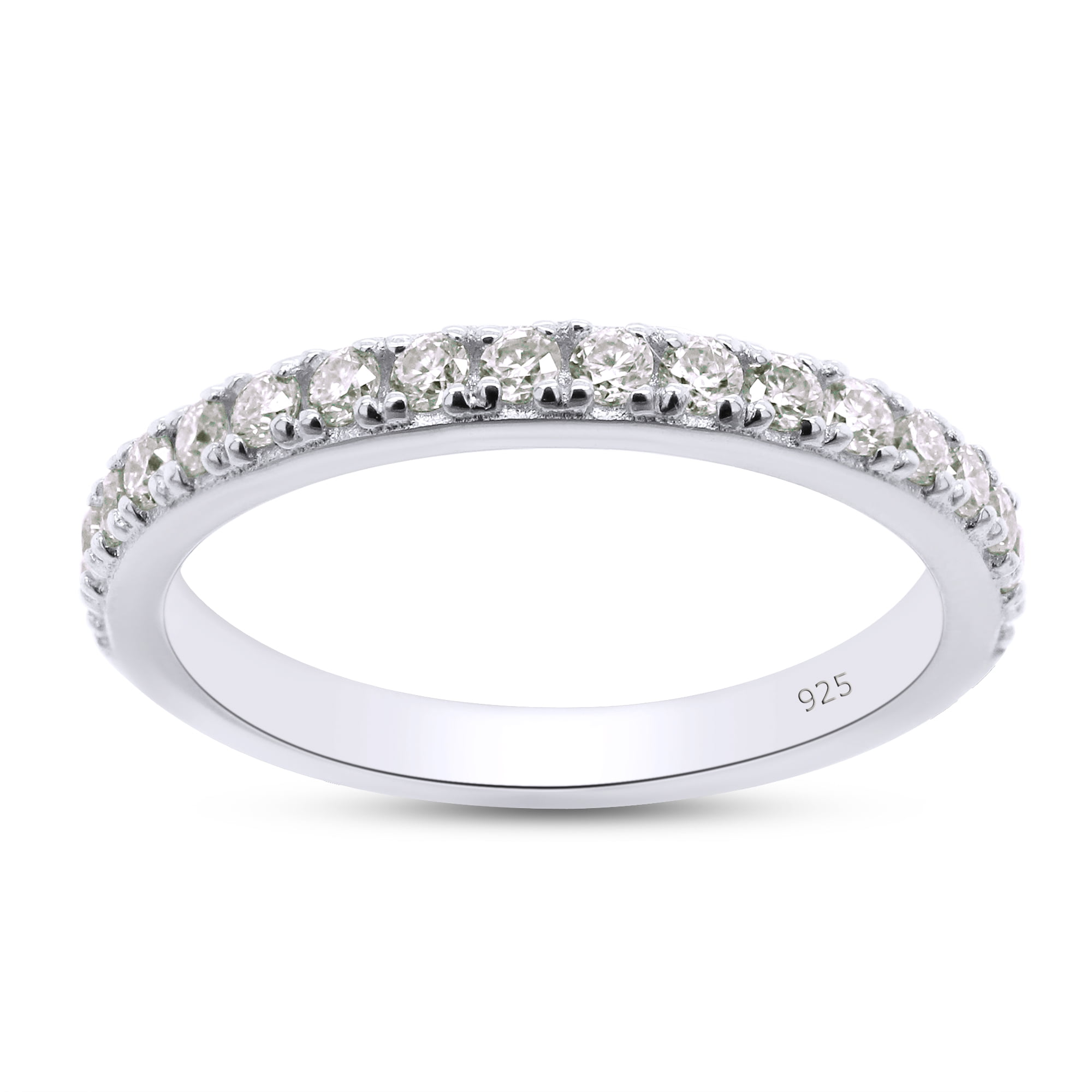 AFFY 0.25CT Moissanite Half Eternity Wedding Band Ring for Women in 14k ...