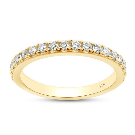 AFFY 0.25CT Moissanite Half Eternity Wedding Band Ring for Women in 14k Yellow Gold over Silver-4