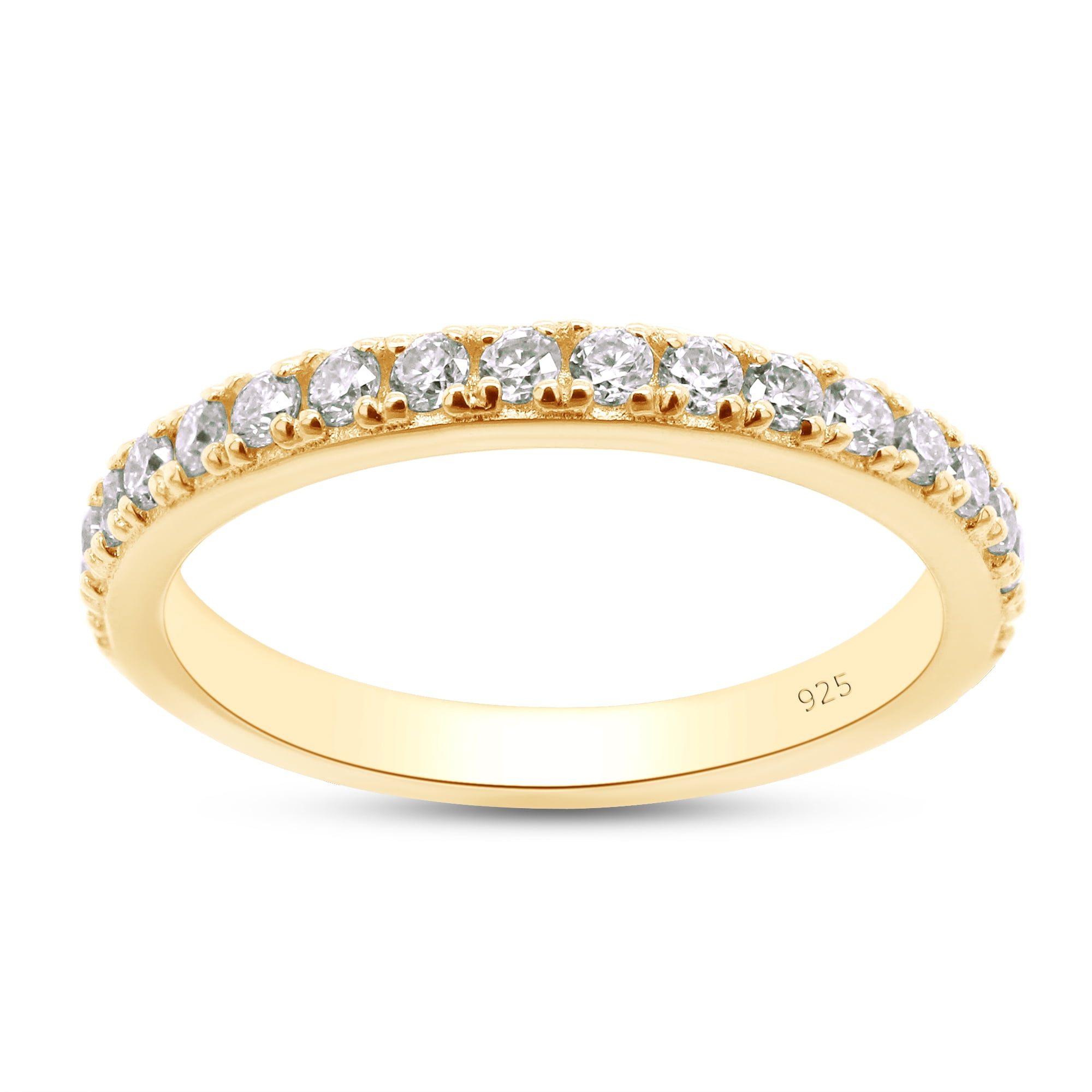 AFFY 0.25CT Moissanite Half Eternity Wedding Band Ring for Women in 14k ...
