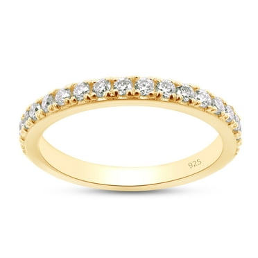 AFFY 0.25CT Moissanite Half Eternity Wedding Band Ring for Women in 14k Yellow Gold over Silver-9.5