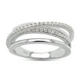 thumbnail image 1 of AFFY 0.25CT Round Moissanite Diamond Crossover Statement Ring for Women 14K White Gold over Silver-5, 1 of 8