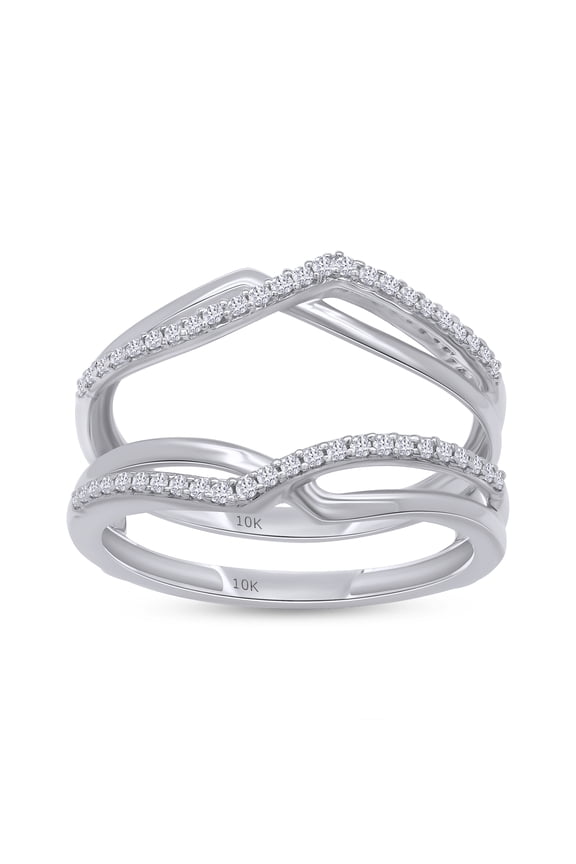 0.25CT White Natural Diamond Enhancer Guard Wrap Jacket Ring in 10k Solid White Gold-11