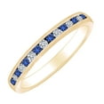 thumbnail image 1 of AFFY 0.3 Carat (Ctw) White Natural Diamond & Simulated Blue Sapphire Eternity Band Ring In 14k Solid Yellow Gold Ring Size-8, 1 of 1