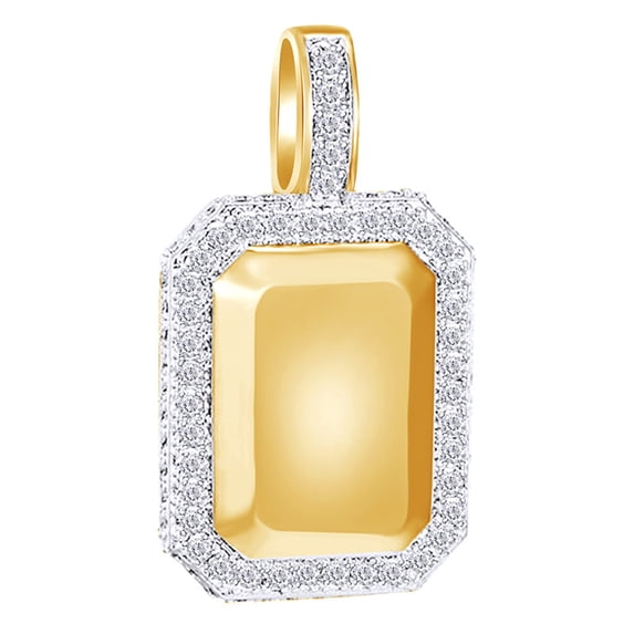 AFFY 0.3 Cttw Round White Natural Diamond Iced Out Hip Hop Jewelry Dog Tag Charm Pendant In 10k Solid Yellow Gold