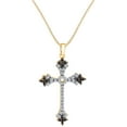 thumbnail image 1 of AFFY 0.32 Carat Round Shape White & Champagne Natural Diamond Cross Pendant for Neckalce 10k Solid Yellow Gold, 1 of 1