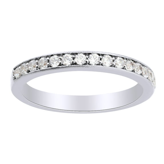 AFFY 0.33 Ct Round Shape White Diamond Engagement Wedding Ring In 14K Solid White Gold