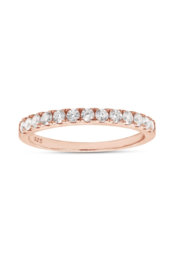 0.33CT Moissanite Half Eternity Wedding Band Ring for Women in 14k Rose Gold over Silver-4