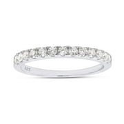 AFFY 0.33CT Moissanite Half Eternity Wedding Band Ring for Women in 14k White Gold over Silver-4