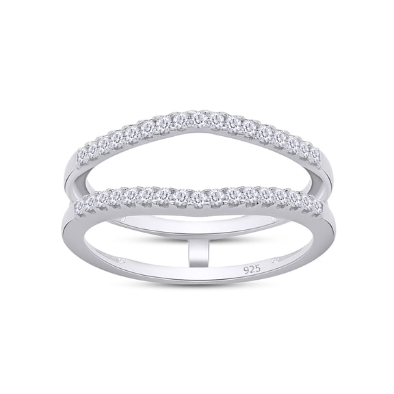 AFFY 0.33CT Round Moissanite Curved Enhancer Guard Ring for Women in 14K White Gold over Silver-7