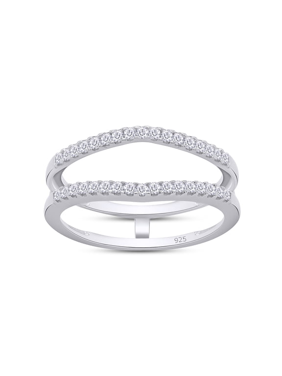 0.33CT Round Moissanite Curved Enhancer Guard Ring for Women in 14K White Gold over Silver-9