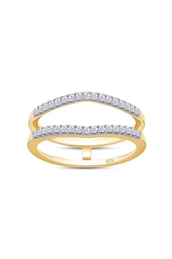 0.33CT Round Moissanite Curved Enhancer Guard Ring for Women in 14K Yellow Gold over Silver-9