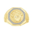 thumbnail image 1 of AFFY 0.35 Carat Round White Natural Diamond Men's Medusa Ring 14K Yellow Gold Over Sterling Silver Ring Size-14, 1 of 1