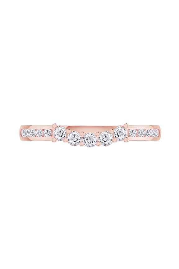 0.35 Carat (ctw) Lab Created Moissanite 5 Stone Wedding Guard Ring for Women In 14k Rose Gold Over Sterling Silver Stackable Promise Rings Jewelry For Her (1/3 Ctw) Ring Size-6