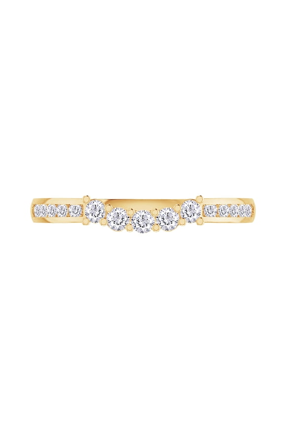 0.35 Carat (ctw) Lab Created Moissanite 5 Stone Wedding Guard Ring for Women In 14k Yellow Gold Over Sterling Silver Stackable Promise Rings Jewelry For Her (1/3 Ctw) Ring Size-4