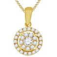 thumbnail image 1 of AFFY 0.35 Ct Round Natural Diamond Halo Cluster Pendant Necklace In 14K Solid Yellow Gold, 1 of 1