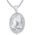 thumbnail image 1 of AFFY 0.36 Ct Natural Diamond Praying Hands Charm Pendant Necklace In 14K Solid White Gold, 1 of 1