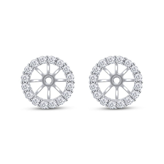AFFY 0.40CT Moissanite Diamond 7MM Round Shape Studs Women Earring Jackets 14K White Gold over Silver