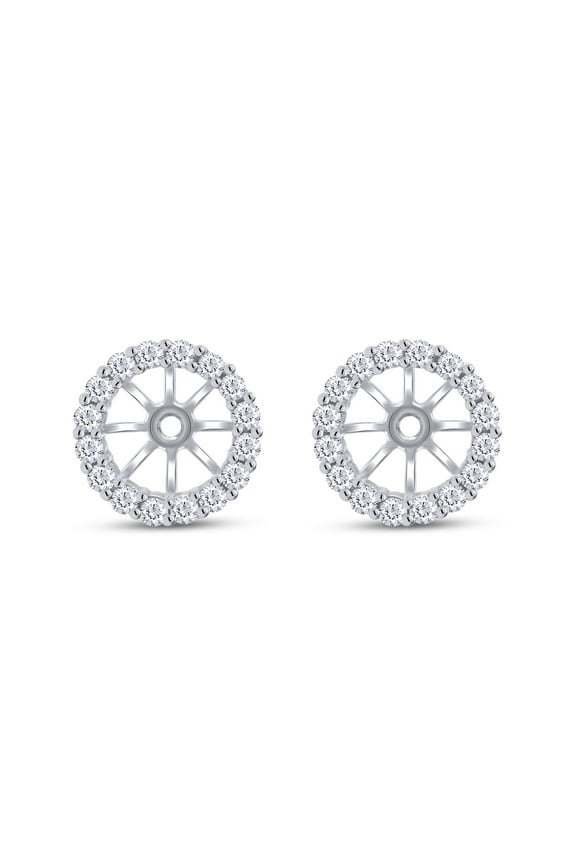0.40CT Moissanite Diamond 7MM Round Shape Studs Women Earring Jackets 14K White Gold over Silver