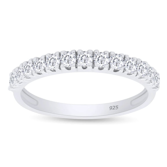 AFFY 0.40CT Moissanite Diamond Half Eternity Wedding Band Ring for Women 14K White Gold over Silver-10