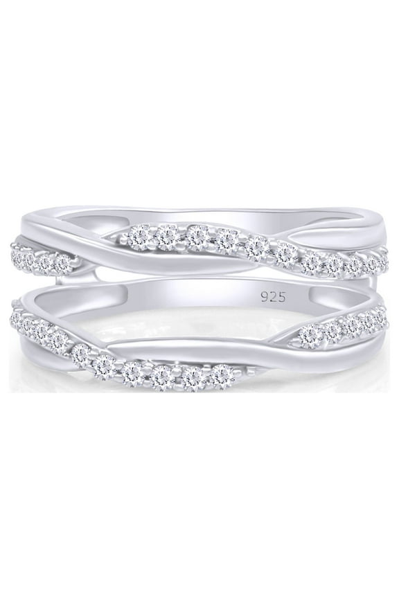 0.40CT Moissanite Diamond Infinity Guard Enhancer Ring for Women 18K White Gold over Silver-8