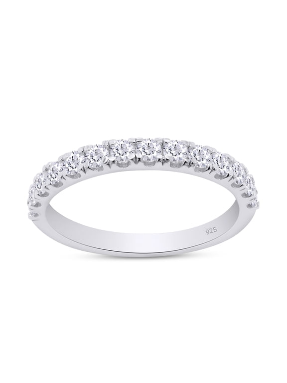 0.42CT Moissanite Diamond Half Eternity Wedding Band Ring for Women 18K White Gold over Silver-7.5