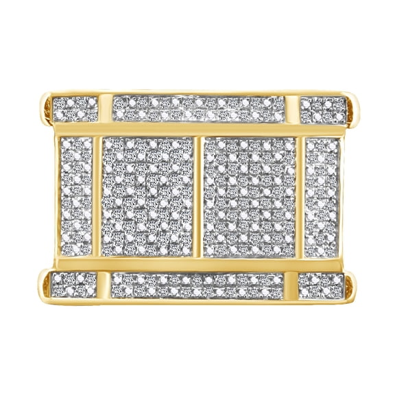 AFFY 0.42 Carat Round White Natural Diamond Men's Promise Ring 14K Yellow Gold Over Sterling Silver Ring Size-12