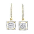 thumbnail image 1 of AFFY (0.5 cttw) Round Shape Natural White Diamond Square Shape Drop Earrings In 14k Yellow Gold, 1 of 1